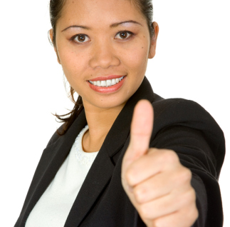 asian business woman - thumbs up