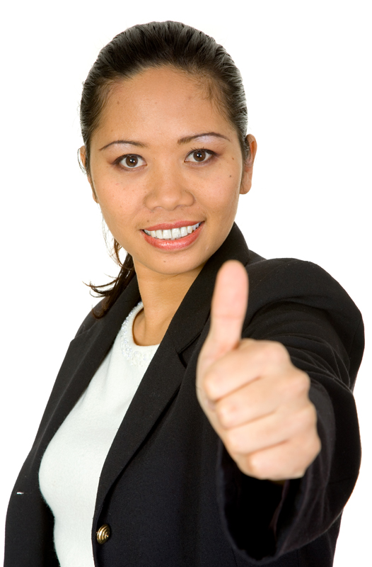 asian business woman - thumbs up